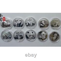 2011-2020 Chine B Pièces en Argent Panda 10YUAN 30g(1oz) 10PCS Avec boîte Pièce Panda
