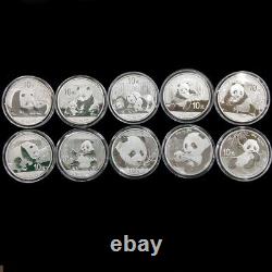 2011-2020 Chine B Pièces en Argent Panda 10YUAN 30g(1oz) 10PCS Avec boîte Pièce Panda