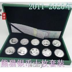 2011-2020 Chine B Pièces en Argent Panda 10YUAN 30g(1oz) 10PCS Avec boîte Pièce Panda