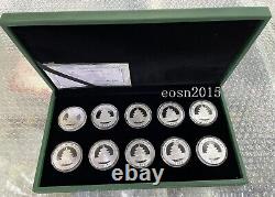 2011-2020 Chine B Pièces en Argent Panda 10YUAN 30g(1oz) 10PCS Avec boîte Pièce Panda