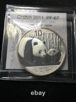 2011 Chine, 10 Yuan. 999ag Panda, Coin Mart Classé PF-67 UHC