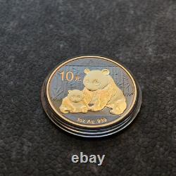 2012 1OZ 10Yuan Argent Panda Chine Empire Noir Or 24kt PROOF UNIQUEMENT 1000 pièces