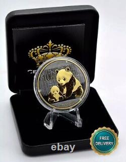 2012 1OZ 10Yuan Panda Argent Chine Empire Noir Or 24kt NOUVEAU UNIQUEMENT 1000 pièces