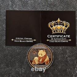 2012 1OZ 10Yuan Panda Argent Chine Empire Noir Or 24kt NOUVEAU UNIQUEMENT 1000 pièces