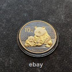 2012 1OZ 10Yuan Panda Argent Chine Empire Noir Or 24kt NOUVEAU UNIQUEMENT 1000 pièces