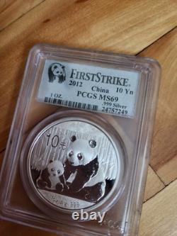 2012 1 oz Argent Chine 10 yuans Panda PCGS First Strike MS69