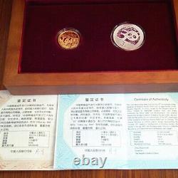 2012 Chine 30ème De Chine Panda Gold Coin Émission Or & Argent Coin 1/10+1/4oz