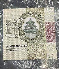 2012 Chine 5oz Panda Pièce D'argent 50yuan, Chine Panda Argent Commémoratif Coin