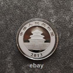 2013 1 OZ Argent Panda Chine 24 kt Or Empire Noir Rhodium PREUVE SEULEMENT 1000 #242