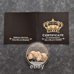 2013 1 OZ Argent Panda Chine 24kt Or Empire Noir Rhodium PROOF UNIQUEMENT 1000 #264
