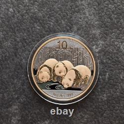 2013 1 OZ Argent Panda Chine 24kt Or Empire Noir Rhodium PROOF UNIQUEMENT 1000 #264