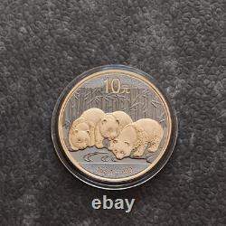 2013 1 OZ Argent Panda Chine 24kt Or Empire Noir Rhodium PROOF UNIQUEMENT 1000 #264