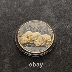 2013 1 OZ Argent Panda Chine 24kt Or Empire Noir Rhodium PROOF UNIQUEMENT 1000 #264