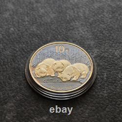 2013 1 OZ Argent Panda Chine 24kt Or Empire Noir Rhodium PROOF UNIQUEMENT 1000 #264