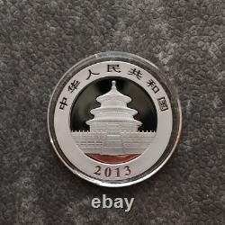 2013 1 OZ Argent Panda Chine 24kt Or Empire Noir Rhodium PROOF UNIQUEMENT 1000 #264