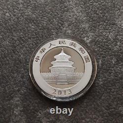 2013 1 OZ Panda Argent Chine 24kt Or Empire Noir Rhodium NOUVEAU SEULEMENT 1000 #205