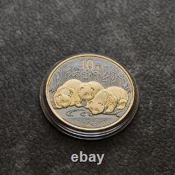 2013 1 OZ Panda Argent Chine 24kt Or Empire Noir Rhodium PREUVE SEULEMENT 1000 #252