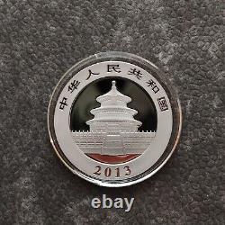 2013 1 OZ Panda Argent Chine 24kt Or Empire Noir Rhodium PREUVE SEULEMENT 1000 #252