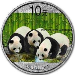 2013 Panda chinois, 1 once d’argent pur 999, pièce colorisée ! Collectionnez la série