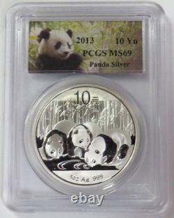 2013 Panda chinois en argent de 10 yuans, état neuf PCGS 69