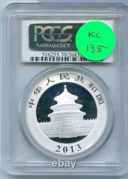 2013 Panda en Argent de Chine 1 oz PCGS MS70 Étiquette Panda Pièce 10 Yn RK866