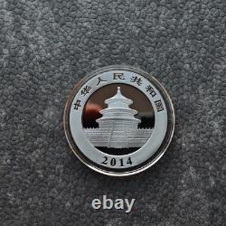 2014 1OZ 10 Yuan Panda d'Argent Chine Empire Noir 24kt Or PROOF UNIQUEMENT 1000 #383