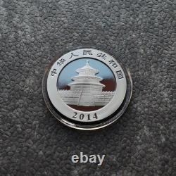 2014 1OZ 10 Yuan Panda en Argent de Chine Empire Noir 24kt Or PROOF UNIQUEMENT 1000 #383
