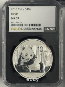 2015 1 oz Panda de Chine s10y État de Frappe 9.9/69