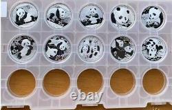 2015-2024 Chine 10YUAN Panda Pièces d'argent 30g (1oz) 10PCS Avec COA, pièce de panda
