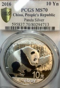 2016 10 Yuan Chine Panda Top Pop Abondance de richesse. PCGS Gold Shield. 30 g d’argent pur