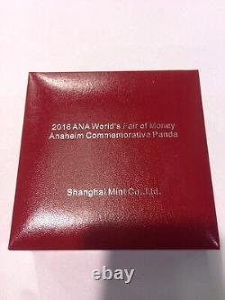 2016 Ana Show Chine Panda Anaheim Commémorative 1oz Argent 2 000 Mentionné En Hand