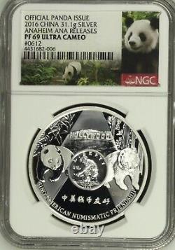 2016 Chine Anaheim ANA publie officiellement l'édition panda en argent NGC PR 69 Ultra C.