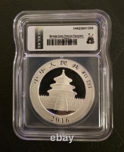 2016 Chine Panda argent 10 yuans 1 oz MS70 ICG forte demande