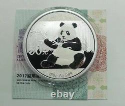 2017 50Yuan Chine 150g panda pièce de monnaie en argent commémorative avec COA, pas de boîte