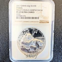 2017 Chine 2 oz Panda en Argent Salon de Kuala Lumpur de Trigo