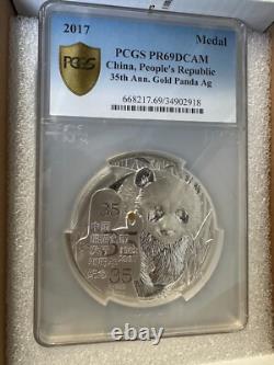 2017 Chine 500g Argent 35e Ann. Émission Panda Médaille Officielle de la Monnaie PCGS PR69DCAM