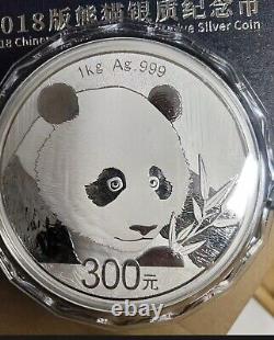 2018 Chine 300 Yuan 1KG Pièce d'argent Panda 1000g Pièce d'argent Panda de Chine