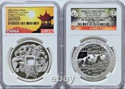 2018 Dragon Phoenix NGC Gradé Gem Proof & 2014 Panda Argent PF 70 Ultra Cameo
