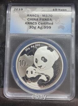 2019MS70 Panda de Chine, Aigle Américain et Feuille d'érable canadienne, ensemble de 3 pièces avec boîte