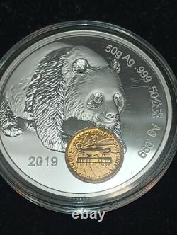 2019 50 Grammes. 999 Argent Chine Exposition Mondiale de l'Argent de Chicago Panda Proof