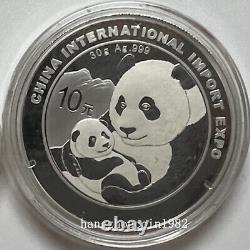 2019 Chine 10 YUAN Chine Expo Internationale d'Importation Panda Pièce d'Argent de 30g