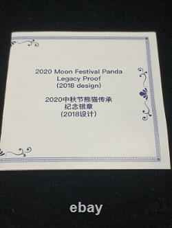 2020 1oz. 999 Argent (Design 2018) Panda Lune Épreuve