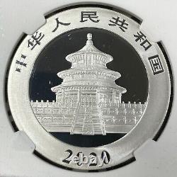 2020 Chine 3x Panda 10 Yuan Pièces NGC MS70 Lot#B2333 Argent ! Avec Étui & C. O. A