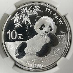2020 Chine 3x Pandas 10 Yuan Pièces NGC MS70 Lot#B2327 Argent ! Avec Étui et C. O. A