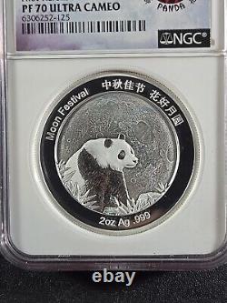 2021-Z Festival de la Lune Panda de Chine 2 Oz. 999 Pièce en Argent Super Incuse. NGC PF70 UC