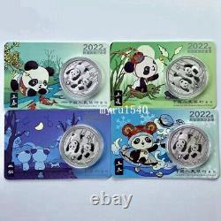 2022 Chine 10yuan Panda Argent Coin 30g 24 Solaire Termes Emballage 4pcs