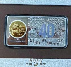 2022 Chine Bi-métallique (50g D'argent + 0,1g D'or) Médaille / Bar- 40ème Issuance Panda