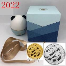 2022 Chine Panda Commemorative Silver+gold Coin Ag30g+au1g Avec Boîte À Tumbler