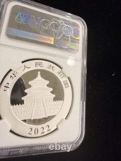 2022 (G) (Y) (S) Coffret de 3 pièces Panda d’argent chinois NGC MS 70 Huang Qin SIGNÉ