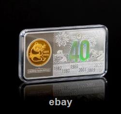 2022chine Bi-métallique (100g D'argent + 0,1g D'or) Médaille / Bar- 40ème Issuance Panda